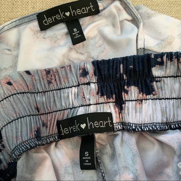 Derek Heart 2 Piece Blue Marble Cinch Front Wide Leg Loungewear Set - Picture 5 of 6